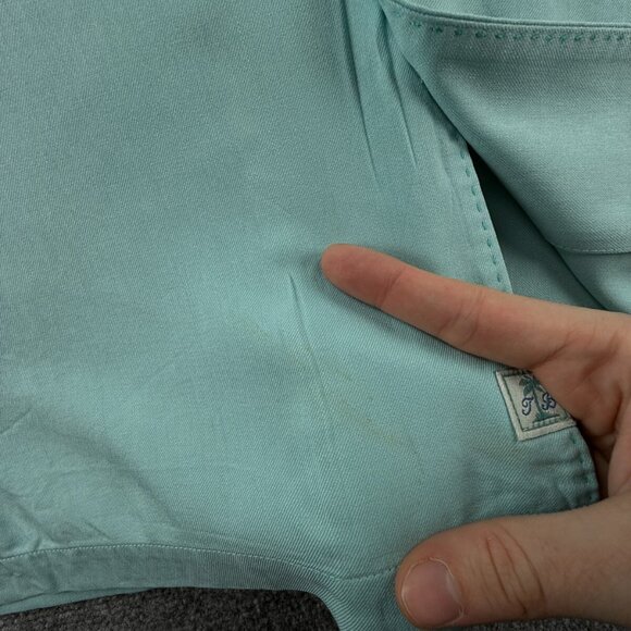 Tommy Bahama All Silk Light Blue Short Sleeve Button Up Shirt Hawaii Solid XL - Picture 14 of 16